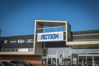 Saint-Quentin - France - 13 February 2023 - storefront of an Action store in a commercial area of Saint-Quentin