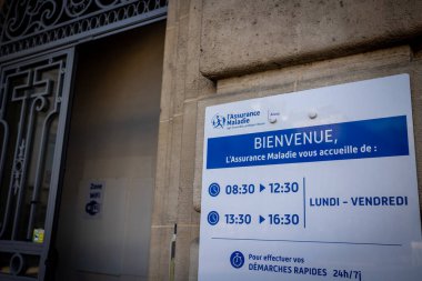 Saint-Quentin - France - 14 February 2023 - facade of a Health Insurance agency in the city center of Saint-Quentin