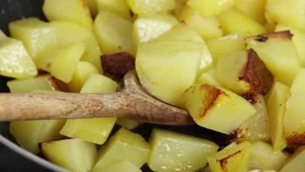 Cooking Fried Potatoes Pan — Stock Video