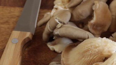 İstiridye mantarı, yakın plan, masanın üstünde.