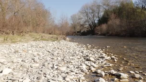Vista Del Río Ouvze Invierno Cerca Vaison Romaine — Vídeos de Stock
