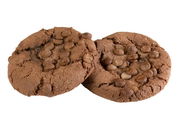 Schokoladenkekse Nahaufnahme Isoliert Auf Weißem Hintergrund — Stockfoto