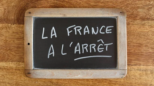 Parole Francia Ferma Scritte Francese Ardesia Isolata — Foto Stock