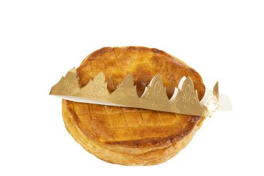 galette des rois beyaz arka planda izole