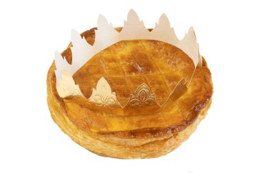 galette des rois beyaz arka planda izole
