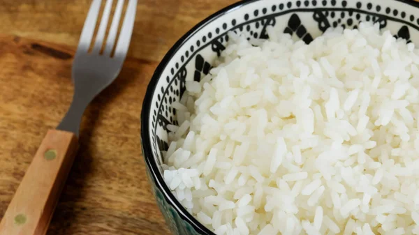 stock image close up of a bowl of cooked white rice