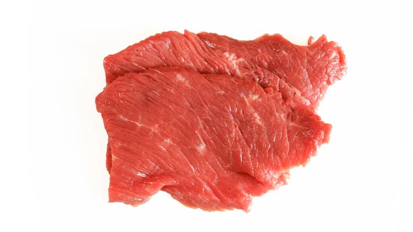 Rauwe Biefstuk Close Een Witte Achtergrond — Stockfoto