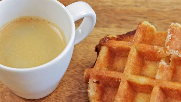 stock image espresso and liege waffle on a table