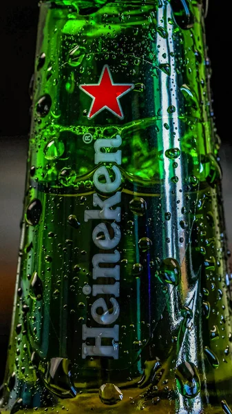 stock image Vaison la Romaine - France - 13 04 2023 - Heineken brand glass beer bottle, close-up