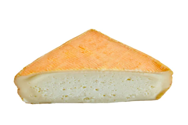 Τυρί Maroilles Κοντινό Πλάνο Απομονωμένο Λευκό Φόντο — Φωτογραφία Αρχείου
