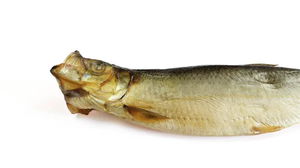 Καπνιστά Ψάρια Πρησμένα Κοντινά Απομονωμένα Λευκό Φόντο — Φωτογραφία Αρχείου