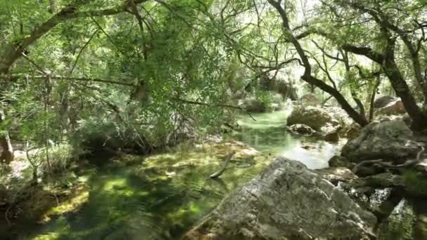 Розширює Водоспад Провансу Водоспад Впадає Бірюзовий Смарагдовий Басейни Потім Вода — стокове відео