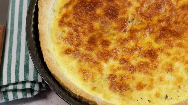 stock image cheese pie, close-up, on a table