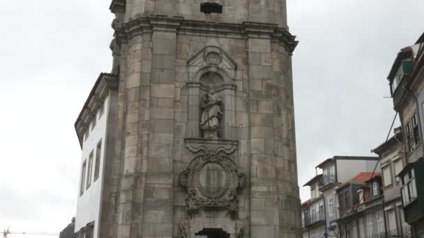 Turm Der Clerigos Kirche Der Stadt Porto Portugal — Stockvideo