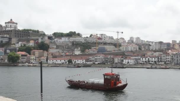 Barco Rabelo Ponte Dom Lus Porto Cais Ribeira Cidade Porto — Vídeo de Stock