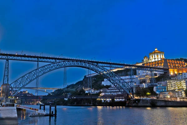 Most Dom Luis Nocą Porto Portugalia — Zdjęcie stockowe