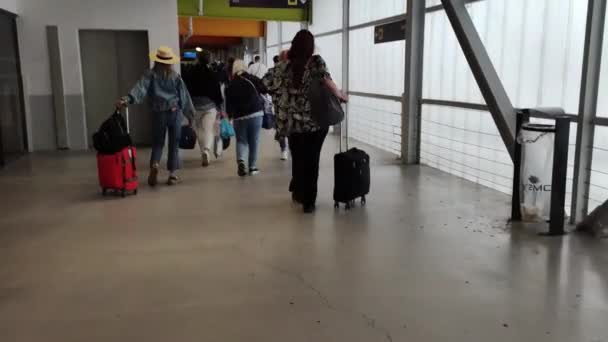 Pasajeros Que Llegan Los Corredores Del Aeropuerto — Vídeo de stock