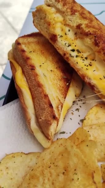 Tostato Sandwich Formaggio Primo Piano — Video Stock