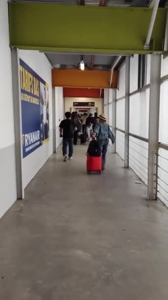 Aankomst Van Reizigers Gangen Van Een Luchthaven — Stockvideo