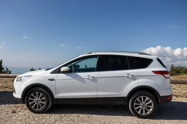 Mont Ventoux, Vaucluse, France - 07152023: View of a Ford Kuga brand car parked on the side of a path