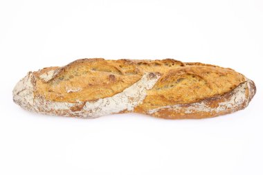 Ekmek ekmeği beyaz arkaplanda izole edilmiş.