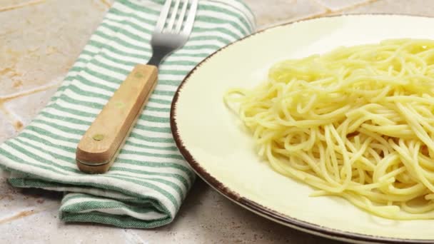 Plate Natural Spaghetti Close — Stock Video