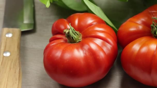 Pomidory Bazylia Zbliżeniu — Wideo stockowe