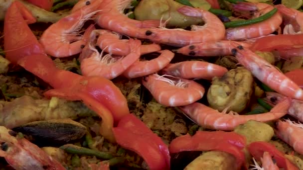 View Paella Dish Close — стоковое видео