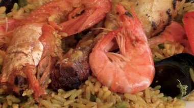 Paella yemeği, yakın plan.