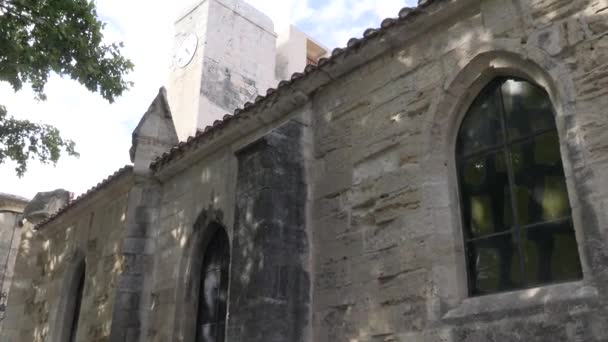 Exterior Church Notre Dame Des Sablons Aigues Mortes Occitanie France Stock Video