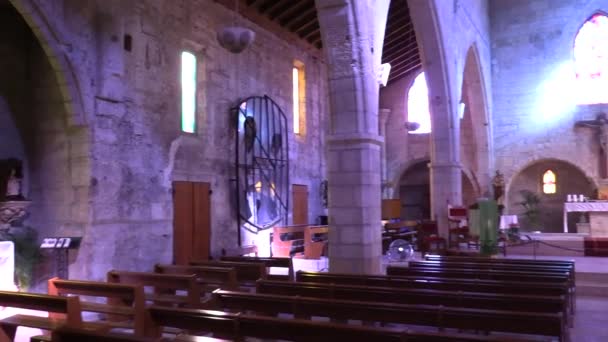 Interiör Kyrkan Notre Dame Des Sablons Aigues Mortes Occitanie Frankrike — Stockvideo