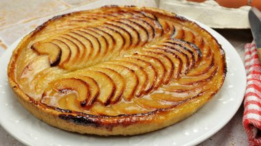 apple pie, close up, on a table clipart