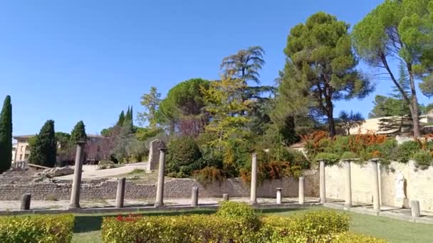 Över Den Antika Platsen Vaison Romaine Vaucluse Frankrike — Stockvideo