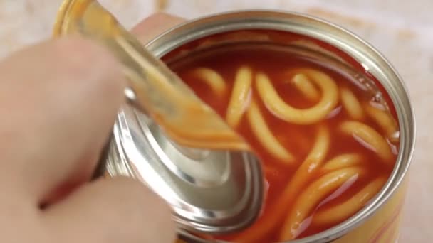 Lattina Spaghetti Con Salsa Pomodoro Primo Piano — Video Stock