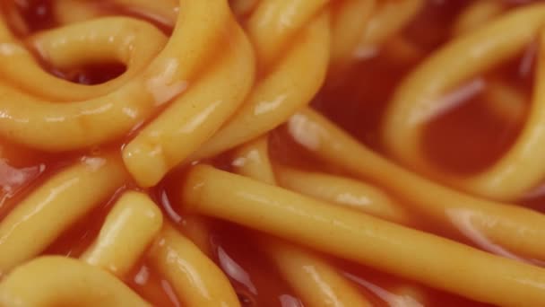 Spaghetti Med Tomatsås Närbild — Stockvideo