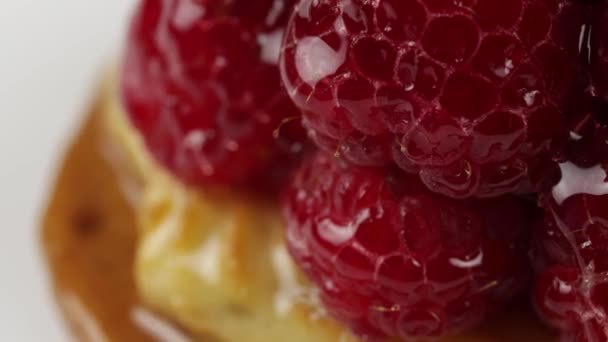 Raspberry Tartlet Very Close — Stock Video