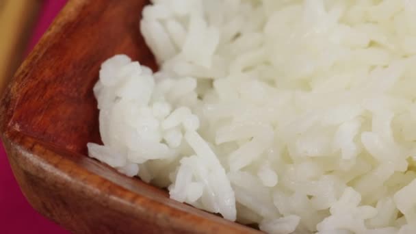 Miska Vařené Bílé Rýže Zblízka — Stock video