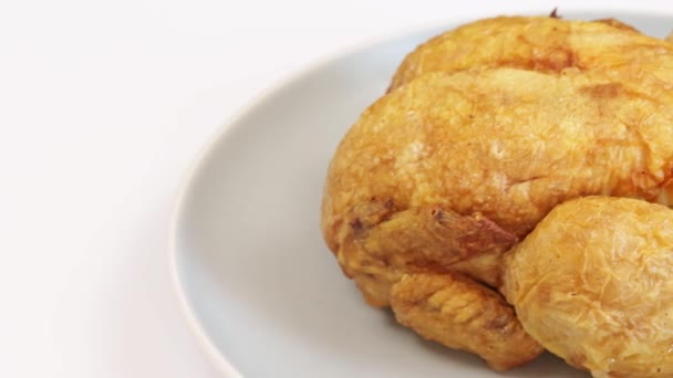 Ψητό Κοτόπουλο Κοντινό Πιάτο — Αρχείο Βίντεο