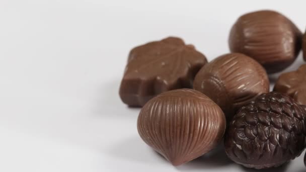 Surtido Chocolates Praliné Primer Plano — Vídeos de Stock
