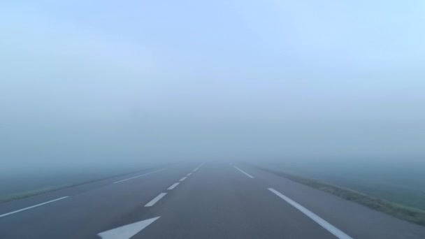 Dichter Nebel Auf Einer Landstraße — Stockvideo