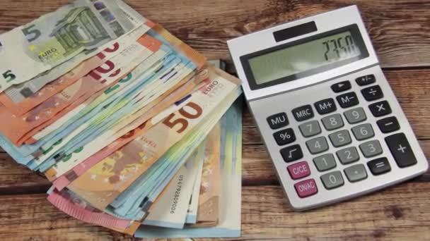 Wata Banknotów Kalkulatorów Zbliżenie — Wideo stockowe