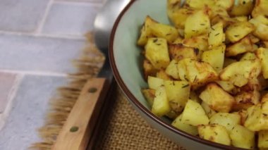 Patates kızartması tabağı, yakın plan.