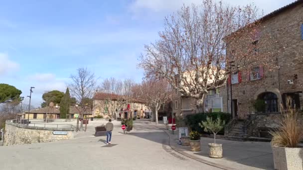 Vesnické Náměstí Gigondas Vaucluse Francie — Stock video