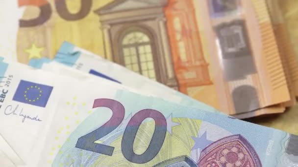 Diverse Banconote Dell Unione Europea Primo Piano — Video Stock