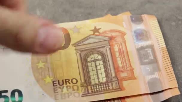 いくつかの欧州連合の紙幣 クローズアップ — ストック動画