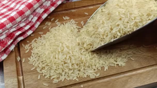 Hromada Syrové Bílé Rýže Detailní Záběr — Stock video