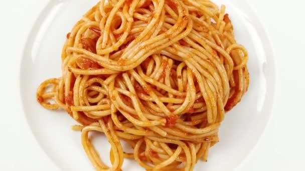 Piatto Spaghetti Pomodoro Primo Piano — Video Stock