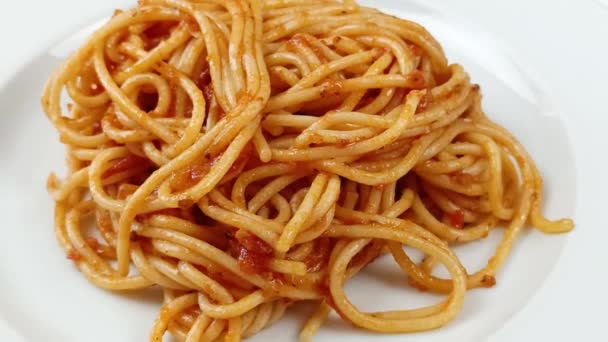 Piatto Spaghetti Pomodoro Primo Piano — Video Stock