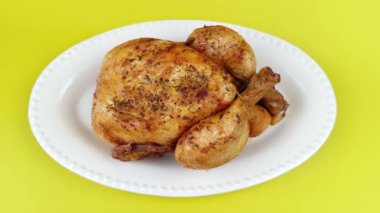 Kızarmış tavuk, üst manzara, kapat.