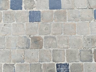 Eski kaldırım taşı zemin, yakın plan.